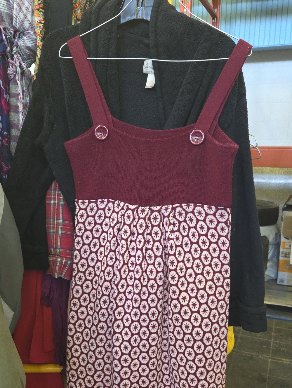 American Rag Burgundy and Cream Patterned Sundress
